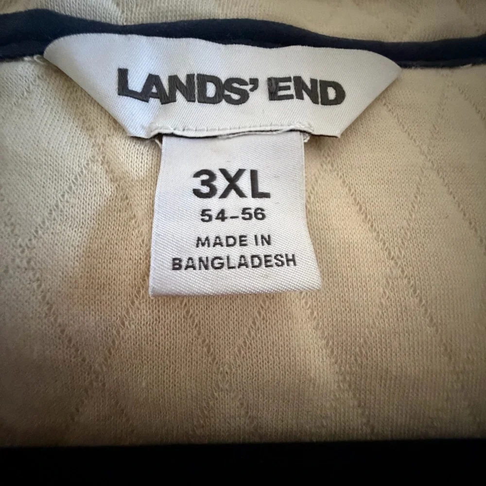 Lands' End Sweatshirt Mens 3XL Quilted 1/4 Zip Mock Neck Pullover Athleisure
